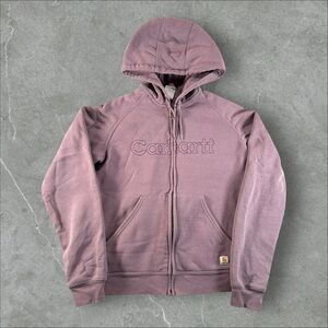 Vintage Carhartt Hoodie Womens Small Pink Wk012 DYP Zip Up Embroidered‎ Spellout